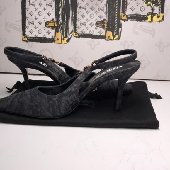 New Authentic Versace Barocco Pumps in black and grey jacquard - Picture 8 of 9